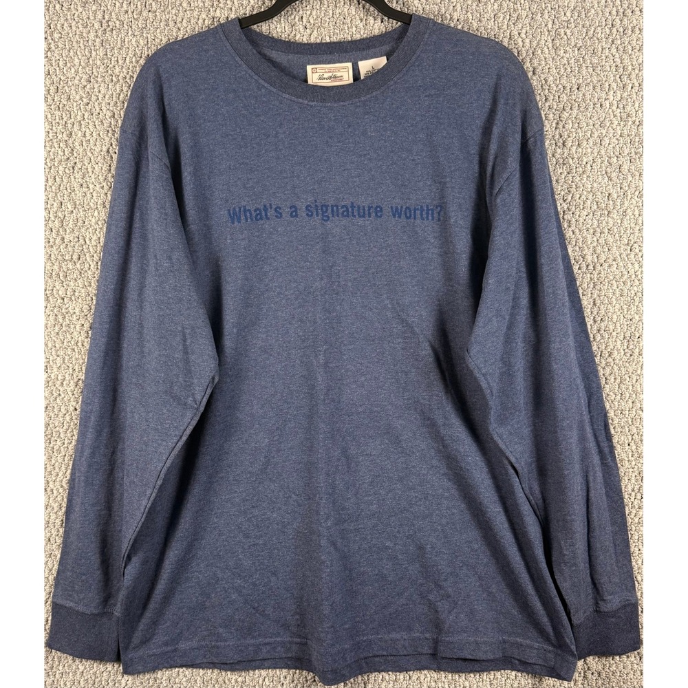 Levi Strauss Signature Long Sleeve T-Shirt Large Heather Navy Graphic Tee NWT L